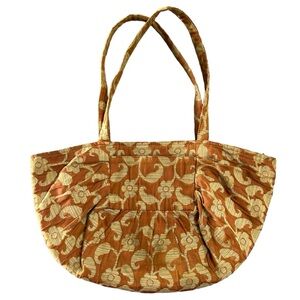 MARUCA Vintage 90s Dead Stock Handmade Orange‎ Floral Shoulder Bag